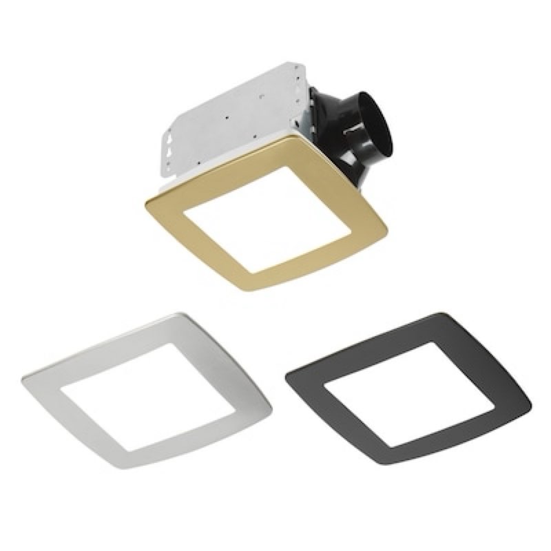 utilitech 1.1-sone 80-cfm nickel, black, or gold decorative lighted bathroom ventilator fan