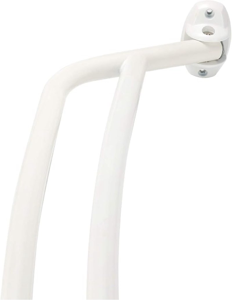 yunnephele adjustable curved double shower curtain rods for bathroom 45 to 72 inch, shower curtain rod, white