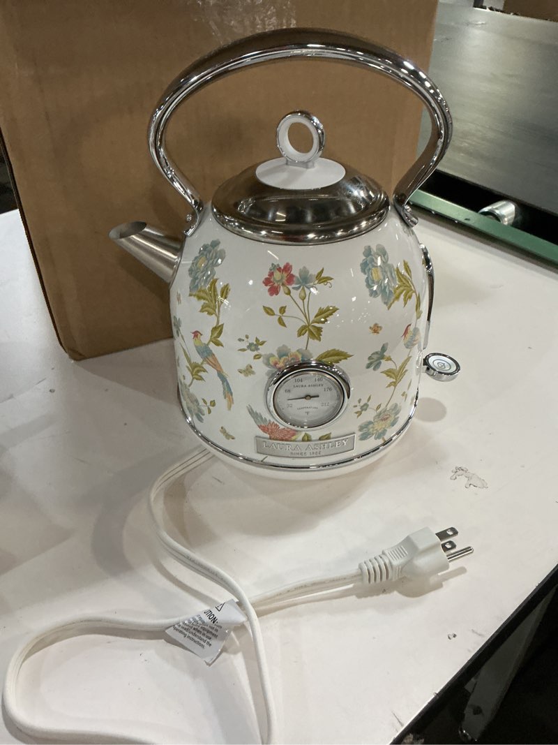 Condition photo showing As Is for VQ - Laura Ashley 1.7L Dome Kettle - Elveden White Dome Kettle Wild Meadow 1.7L Stove Top Kettle