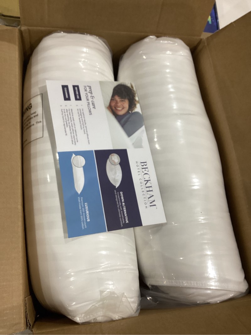 Condition photo showing New/Like New for beckham hotel collection bed pillows standard/queen size set of 2 - original soft down alternative pillow for sleeping - soft support for back, stomach or side sleepers queen / standard white