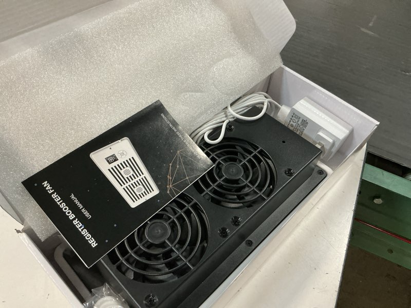 Condition photo showing Good Condition for klyro register booster fan for 4” x 10” register holes, vent fan with diy scent diffuser, quiet 10-speeds smart heating cooling ac booster, remote & smart lcd for home white 4” x 10”