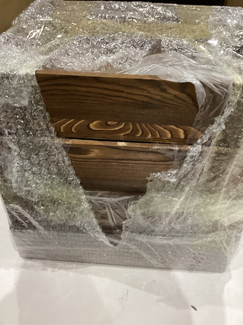 Condition photo showing Good Condition for 4 pack wooden aluminum foil pan holder for 9 x 13 disposable baking tin wooden serving tray for foil pans food dessert cake containers party wedding supplies (pine wood burnt color) 4 pine wood burnt color