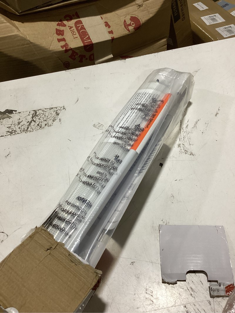 Condition photo showing As Is for reinforced 80 inch extra wide retractable baby gate with support rods, indoor/outdoor retractable pet gates for wide openings, 33” tall mesh dog gate indoor extra long baby gates for decks, white white 33" tall x 80" wide? with reinforced bar ?