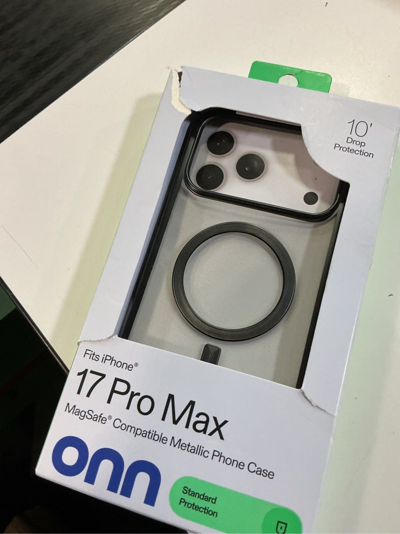 Condition photo showing New/Like New for onn magsafe compatible phone case with kickstand for iphone 17 pro max - black/frosted clear