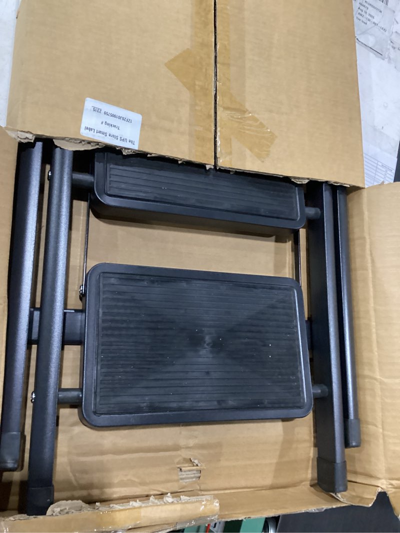 Condition photo showing New/Like New for runruii step ladder 5 step folding portable step ladder with anti-slip wide pedal aluminum stepladder lightweight step stool for office household library 300lbs - black 5-step