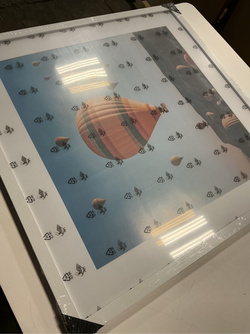 Condition photo showing New/Like New for 22x22 picture frame white with 18x18 mat, display photo 18x18 with mat or 22 x 22 without mat, wall hanging large 22x22 poster frame with shatter resistant plexiglass, white white 22x22 inch