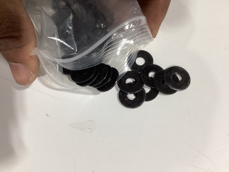 Condition photo showing Good Condition for 50 pcs 1/4" washers flat, 7/10" od, black electroplated flat washers made of stainless steel 18-8(304), flat washer for decorating parts black-50