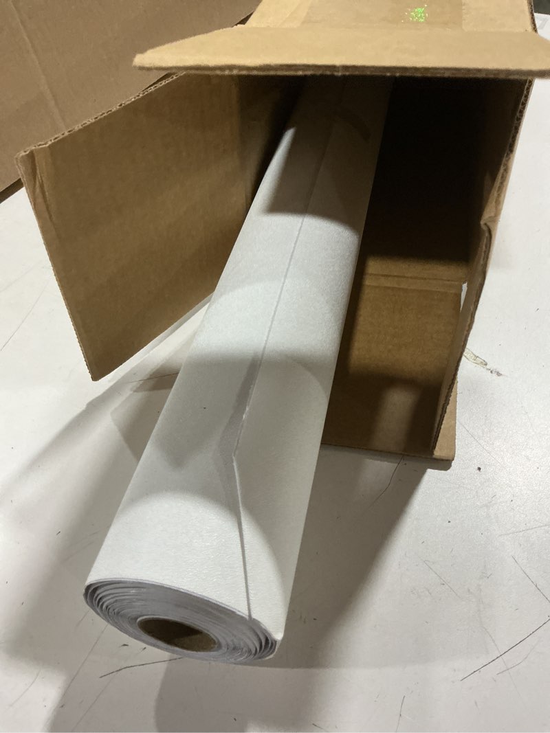 Condition photo showing As Is for homease solid white wallpaper 24 x 196 inch thick matte white contact paper decorative peel and stick wallpaper for shelf liner cabinet table door waterproof vinyl self adhesive film