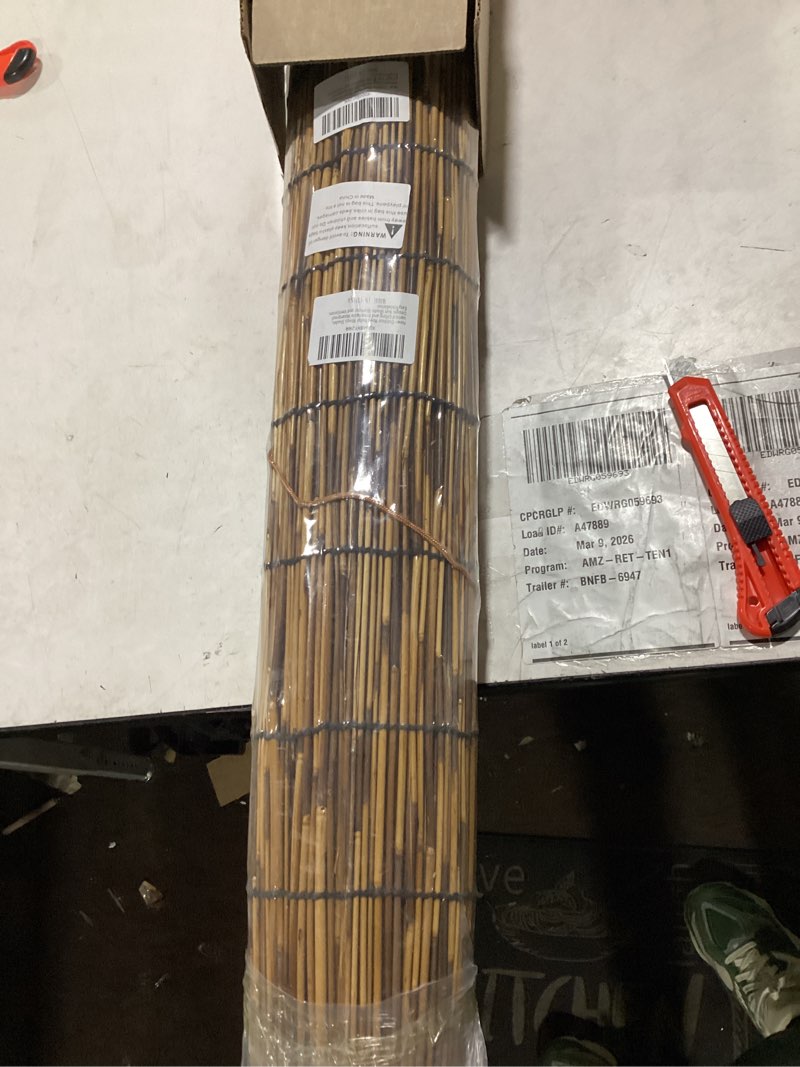 Condition photo showing New/Like New for Reed Roller Blinds Shades, Vertical Lifting and Breathable Waterproof Design, Sun Shade and Ventilation, Easy Installation,35" Wx64 H Brown 35"W x 64"H