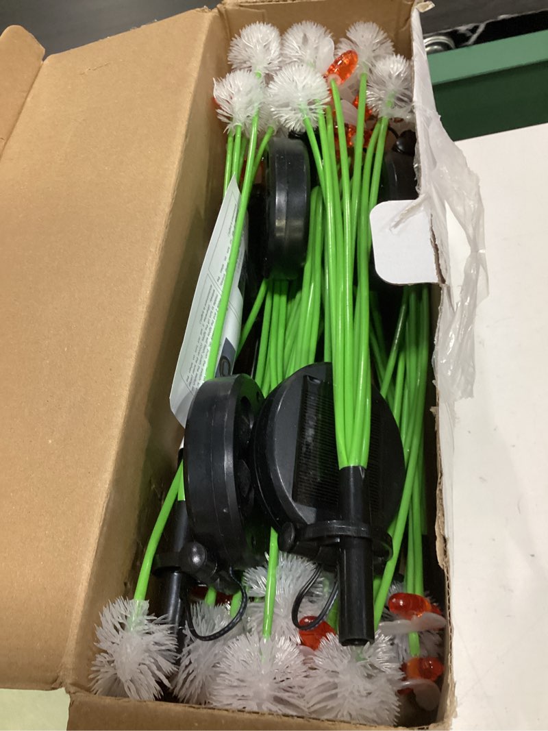 Condition photo showing Good Condition for solar garden lights outdoor ,8 pack 64 led, solar swaying dandelion bee lights waterproof, swaying firefly lights for yard pathway lawn patio decorations, 2 modes (steady on, slow twinkle), warm white warm white 8 pack