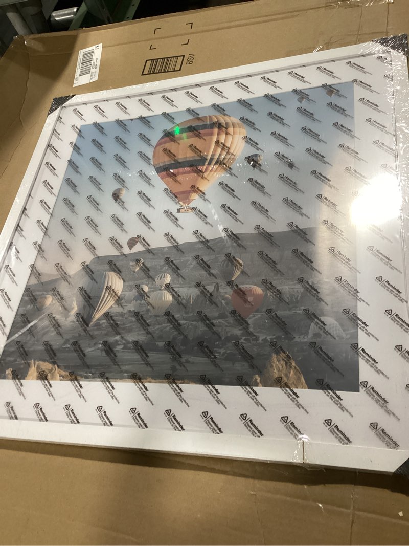 Condition photo showing Good Condition for 22x22 Picture Frame White with 18x18 Mat, Display Photo 18x18 with Mat or 22 x 22 Without Mat, Wall Hanging Large 22x22 Poster Frame with Shatter Resistant Plexiglass, White White 22x22 inch