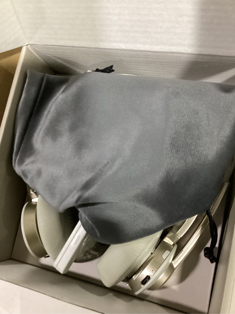 Condition photo showing As Is for wireless headset, bluetooth headset with microphone ai noise canceling & usb dongle, on-ear wireless headphones with mic mute & charge dock for work computer phone office call meeting gold