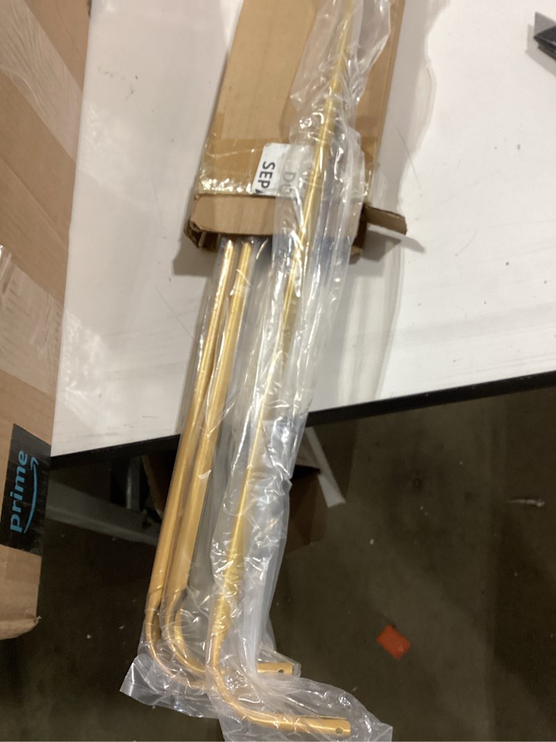 Condition photo showing Good Condition for wesiti 4 packs curtain single rods bulk for windows adjustable tension rod for door kitchen valance sash curtains, bracket and hardware included(36-60 inch,gold) 36-60 inch gold