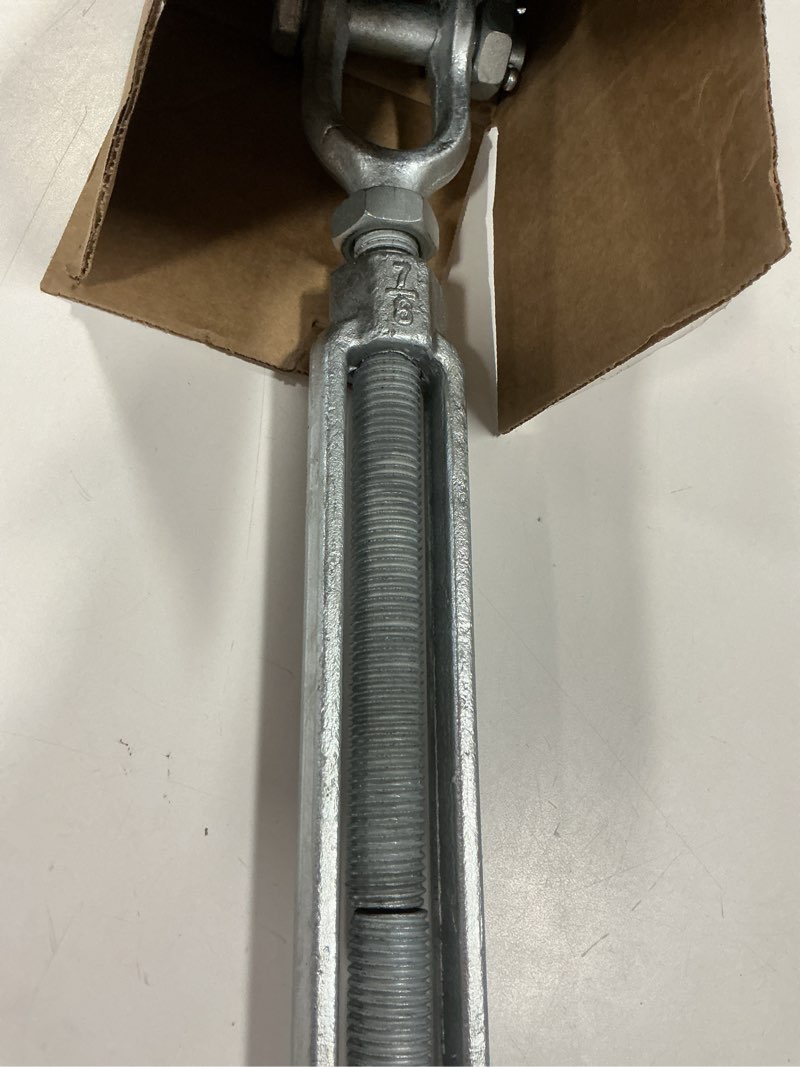 Condition photo showing Good Condition for 7/8 “ Jaw Jaw Turnbuckle Galvanized Jaw and Jaw Turnbuckle, Jaw Jaw Closed Body Marine Turnbuckle Jaw, 2000lbs Working Load Limit, Durable for Wire Rope Cable 