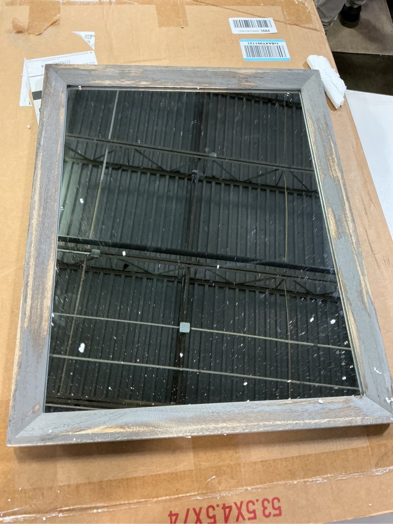 Condition photo showing Good Condition for AAZZKANG Wooden Mirror Rectangle Rustic Mirrors for Wall Decorative for Bedroom Bathroom Living Room Entryway Hanging Home Decor 28"x20" 28"L x 20"W Rustic Grey