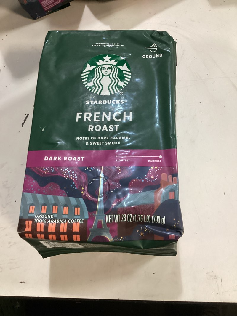 Condition photo showing New/Like New for (BBD.24/06/2026) Starbucks Ground Coffee, Dark Roast Coffee, French Roast, 100% Arabica, 1 bag (28 oz) French Roast 28 Ounce (Pack of 1)
