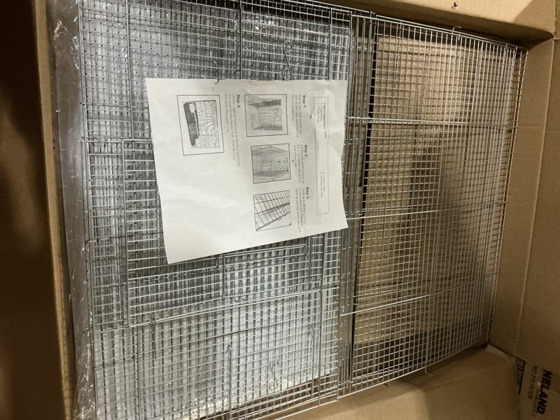 Condition photo showing New/Like New for Cage rectangle size 2 plastic cups 2 wooden perches and lastly the plastic tray ( color  silver )