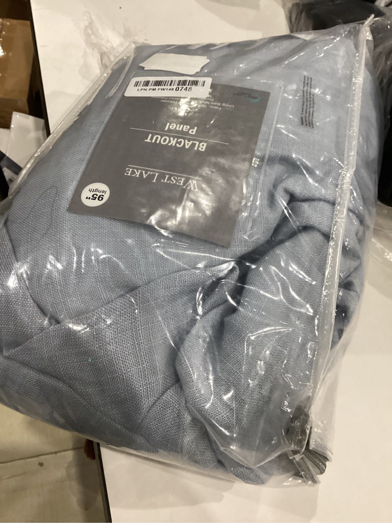Condition photo showing Good Condition for west lake 95 inches length dusty blue bailey pinch pleated full blackout curtain panels with 100 light blocking liners,linen textured drape for bedroom living room,backtab window treatment,40"wx95"lx2 40"w x 95"l (pack of 2) dusty blue