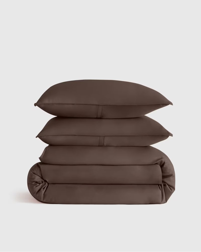 ( 3 pcs) Qunice Bamboo Duvet Cover Set Color Espresso Full/Queen