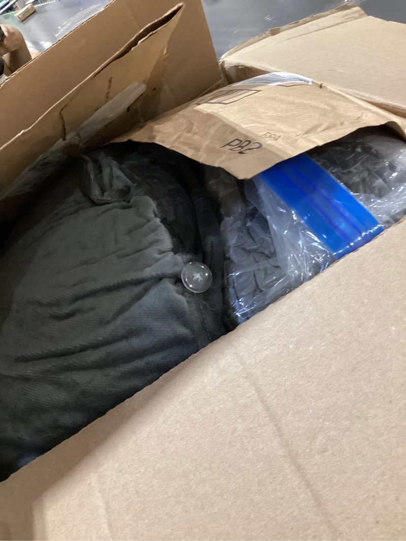 Condition photo showing As Is for extra large reading pillow for sitting in bed adult with detachable neck support cushion & backrest pillow for bed with arms and side pocket shredded foam back pillow with washable cover standard grey