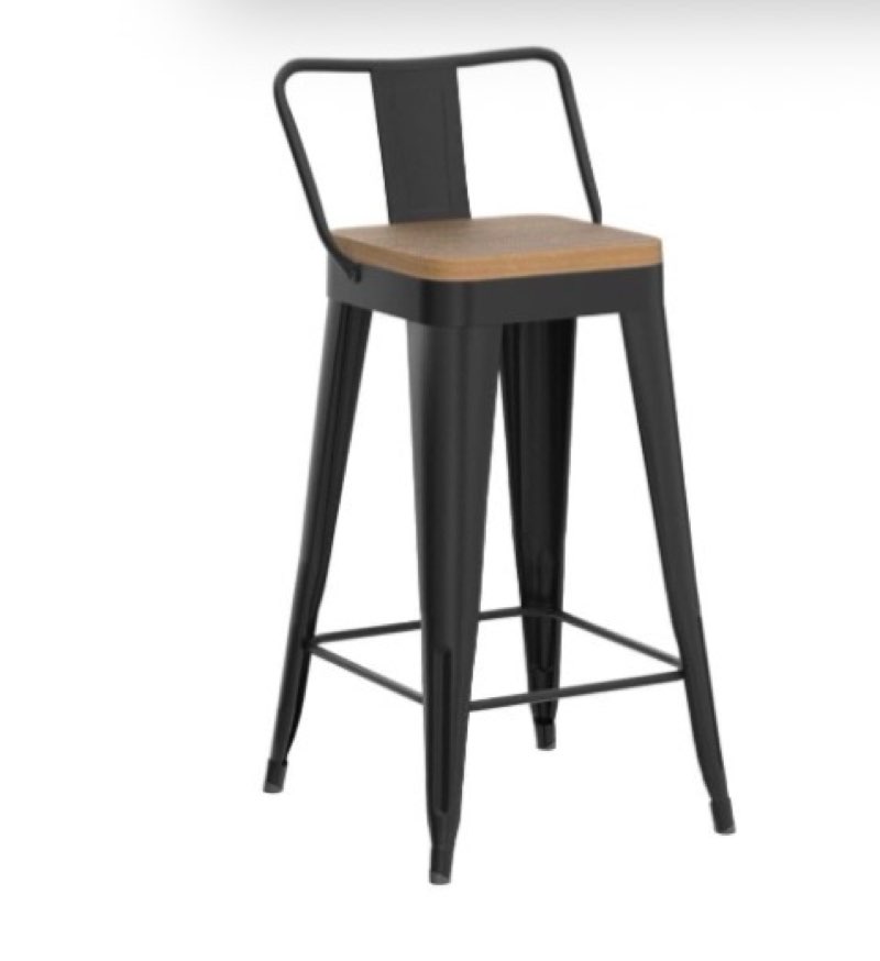 WENTMENT Metal Bar Stoo... with Wooden Seat, Black 