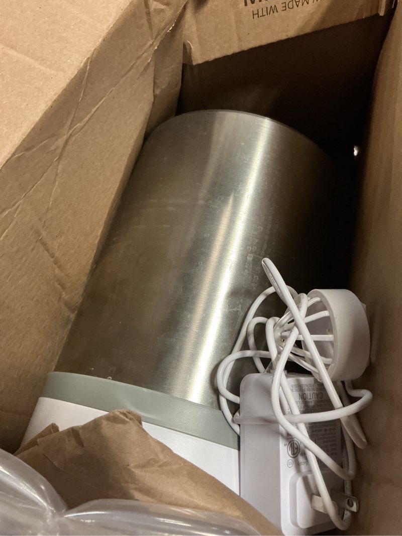 Condition photo showing As Is for stainless steel humidifier, 4l ultrasonic cool mist humidifiers with only 3 parts easy to clean, top fill humidifier with 1-9h timer, 28db whisper-quiet, filterless for bedroom large room