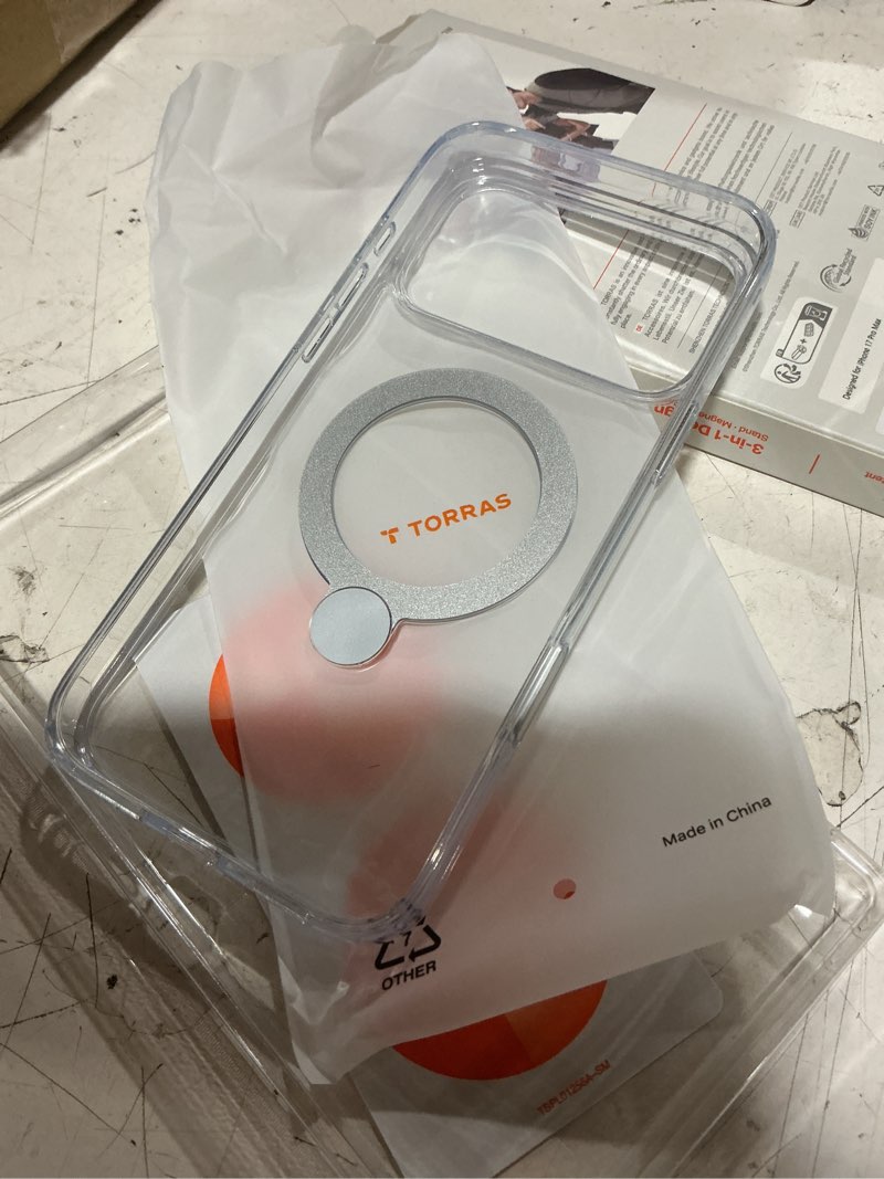 Condition photo showing Good Condition for torras 360 magnetic stand for iphone 17 pro max case, fit for magsafe, non-yellowing clear case for iphone 17 pro max phone case with kickstand & camera control, hard pc protection, q3 spin for iphone 17 pro max clear