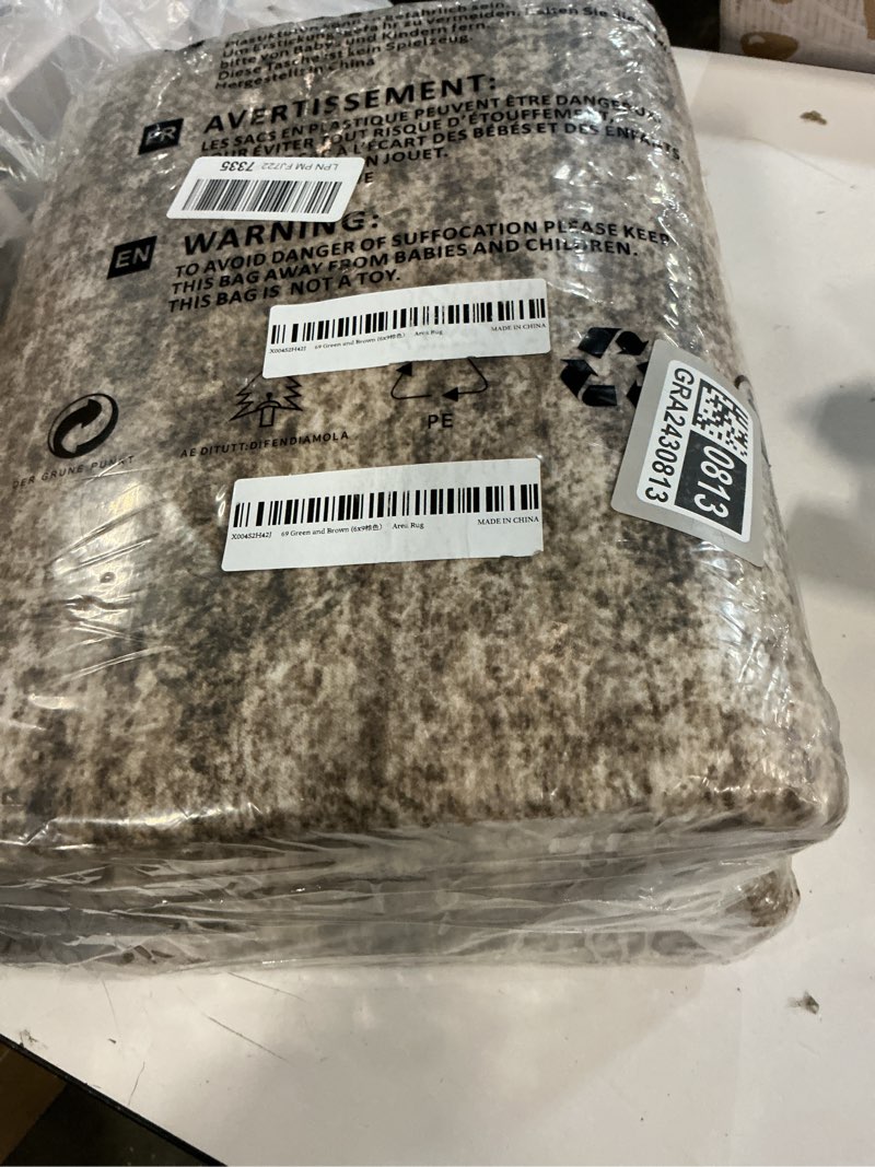 Condition photo showing New/Like New for Area Rug 6x9 Washable Rug/Machine Washable Brown Vintage Traditional Floor Cover Foldable Thin Retro Style Indoor Distressed Non-Slip Carpet Bedroom Living Room Kitchen Office Green and Brown 6' x 9' (Rectangular)