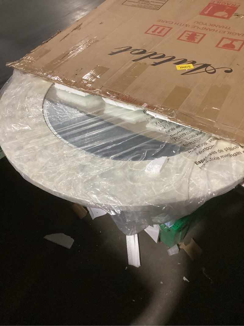 Condition photo showing Good Condition for large capiz shell coastal mirror, 42'' round mirror with natural capiz seashell frame, decorative circle mirrors for living room dining room bathroom mantel entryway cream-white 42"l x 42"w