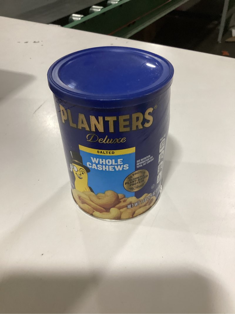 Condition photo showing Good Condition for PLANTERS Deluxe Salted Whole Cashews, Party Snacks, Plant-Based Protein, Quick Snack for Adults, After School Snack, Roasted Cashew Flavored with Sea Salt, Bulk Nuts, Kosher, 1 lb 2.25oz Canister Salted 18.25 Ounce (Pack of 1)