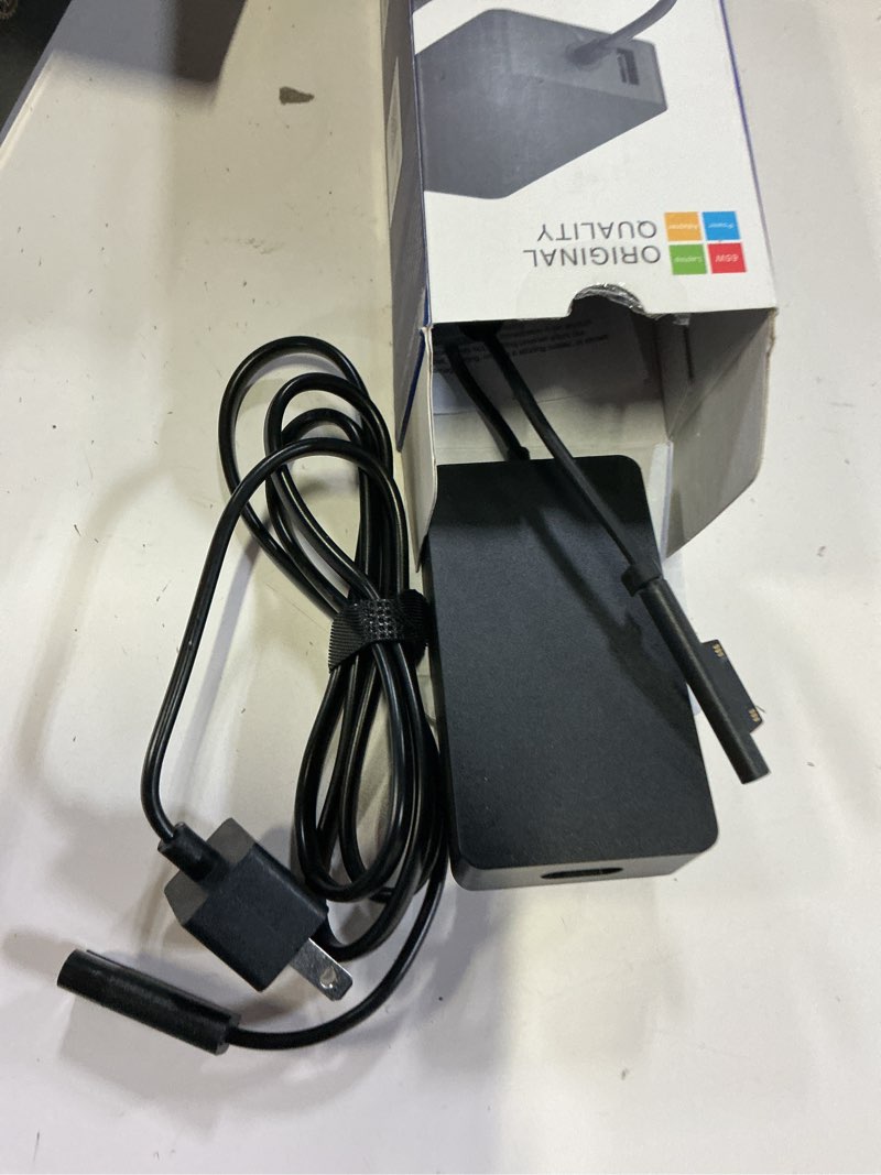 Condition photo showing As Is for 65w charger compatible with microsoft surface pro 11, 10, 9, 8, 7+, 7, 6, 5, 4, 3, x, power adapter for windows surface laptop 7/6/5/4/3/2/1, go tablet, book 3/2/1, support 44w, 36w, led, 10ft