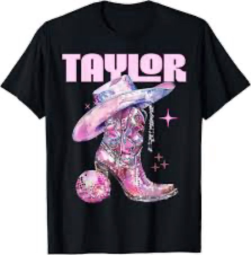Taylor Outfit Cowgirl Boots Youth Women Teen Girls Name T-Shirt