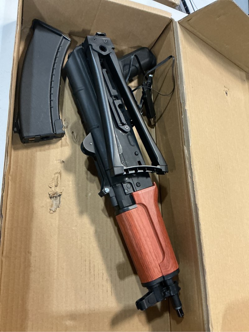 Condition photo showing As Is for EMERBU Pro-Grade Gel Splatter Ball Blaster AKS74U Upgraded by EMERBU - Metal and Nylon Body - 11.1V High Power - Metal Gearset - High Speed Motor - for Ages 15+ Adults