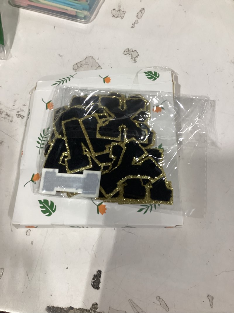 Condition photo showing New/Like New for chrorine 26/52/104 pcs self adhesive chenille letter patches a-z, also supports sew or iron on, embroidered alphabet patches stickers for diy clothing, bags, hats (26, black, height 2.16?) black height 2.16? 26