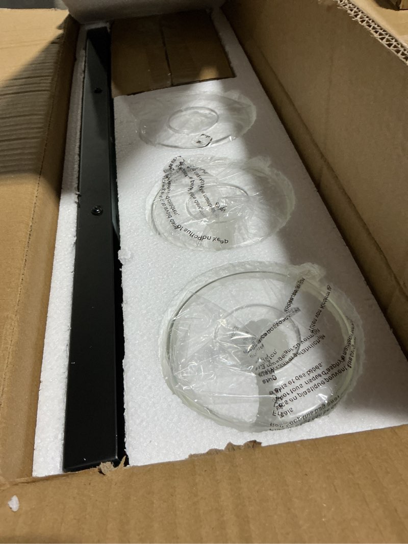 Condition photo showing Good Condition for Espird Bathroom Vanity Light, 3 Light Matte Black Vanity Lights with Clear Glass Shade, 22in Modern Wall Sconces, Bathroom Lighting Fixtures Over Mirror for Living Room Black 3 light