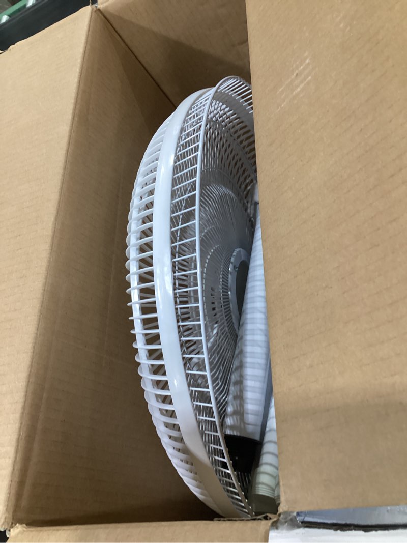 Condition photo showing As Is for EZ-CHILL 16” Oscillating Pedestal Fan, 3-speed Options, 90-Degree Oscillating Head, Adjustable Height and Tilt, Powerful Air Flow, White, MTSP15-16AZ
