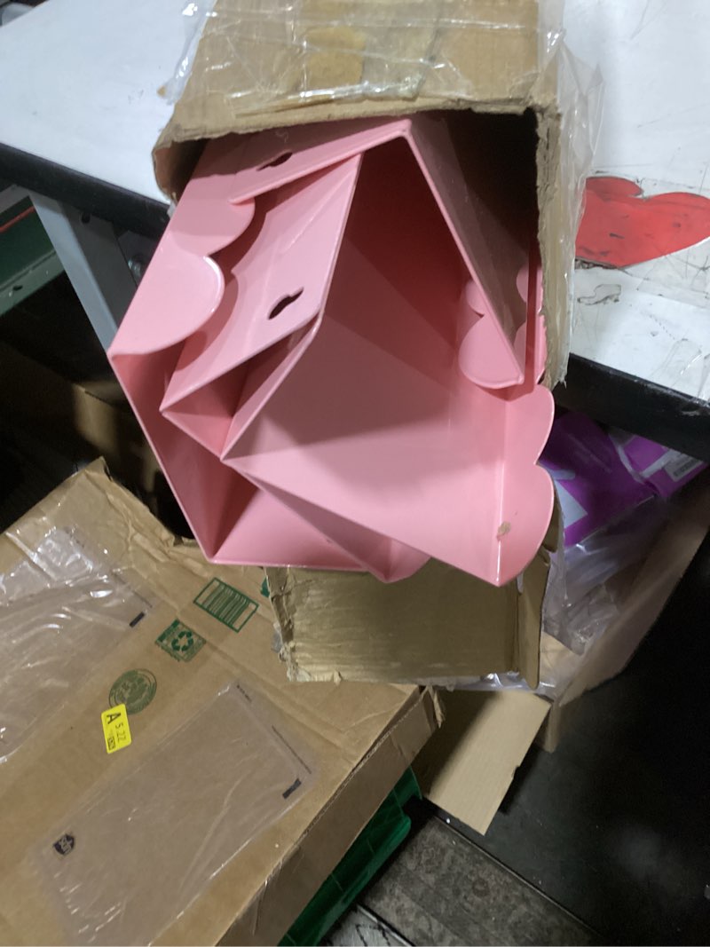 Condition photo showing Good Condition for floating shelves for wall, 23 inch metal nursery book shelves 4 pack, wall mounted book shelf for kids room, bedroom, bathroom, playroom decor (pink) pink 23 inch