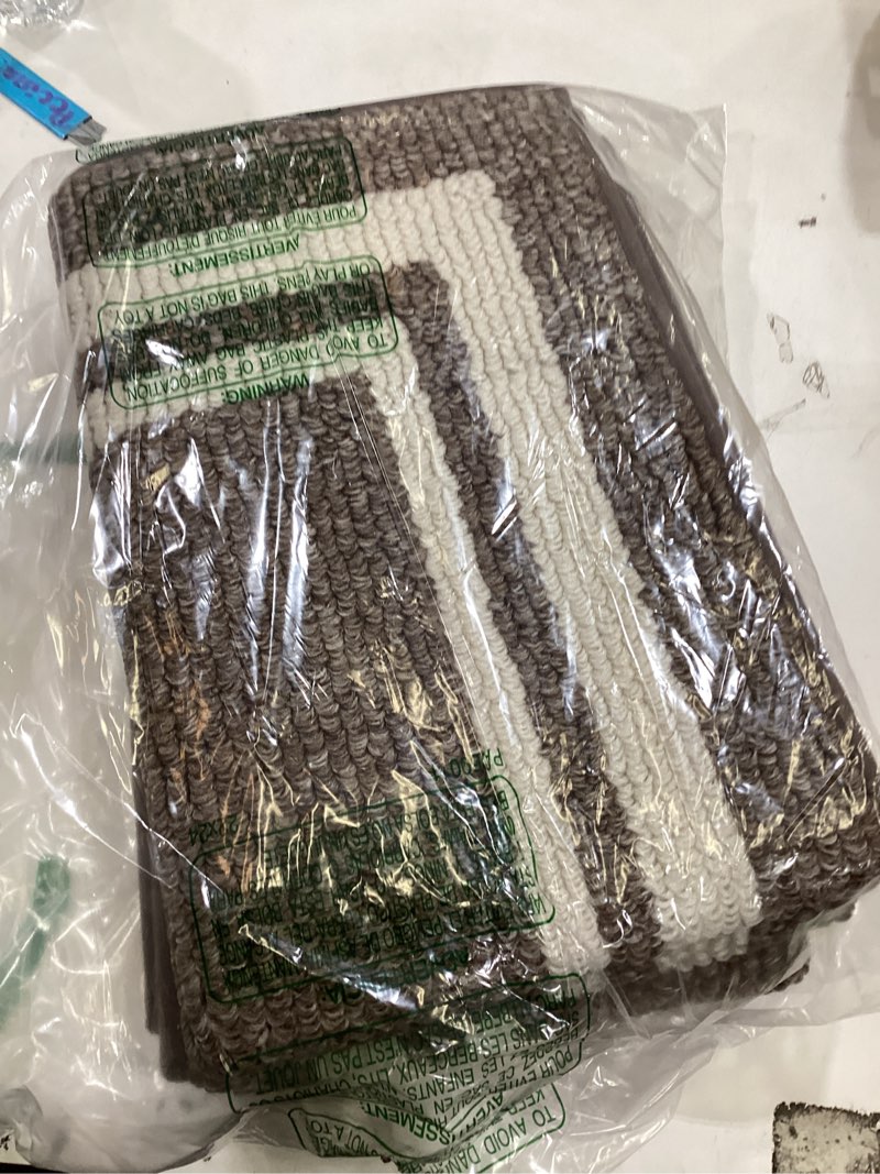 Condition photo showing New/Like New for cosy homeer kitchen rugs non-slip 20x30/20x48 inch thick polypropylene standing mat for home machine washable, brown frame brown white 20"x30"+20"x48"