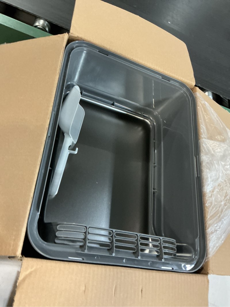 Condition photo showing Good Condition for stainless steel cat litter box, metal litter box with scoop, high- sided, anti-leakage top entry, non-sticky, easy to clean, grey, m (1 pack) m (1 pack) grey