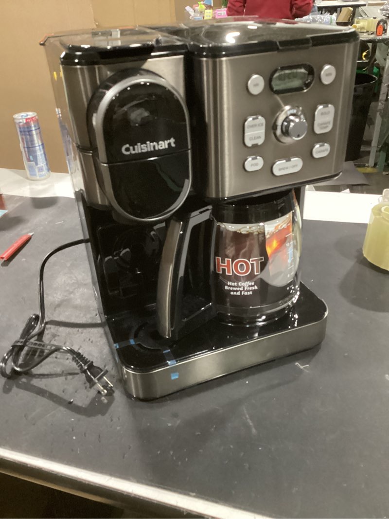 Condition photo showing Good Condition for cuisinart 12-cup coffee maker, single-serve brewer glass carafe, automatic hot & iced coffee machine, brew strength control and brew pause, ss-16bks, black stainless steel