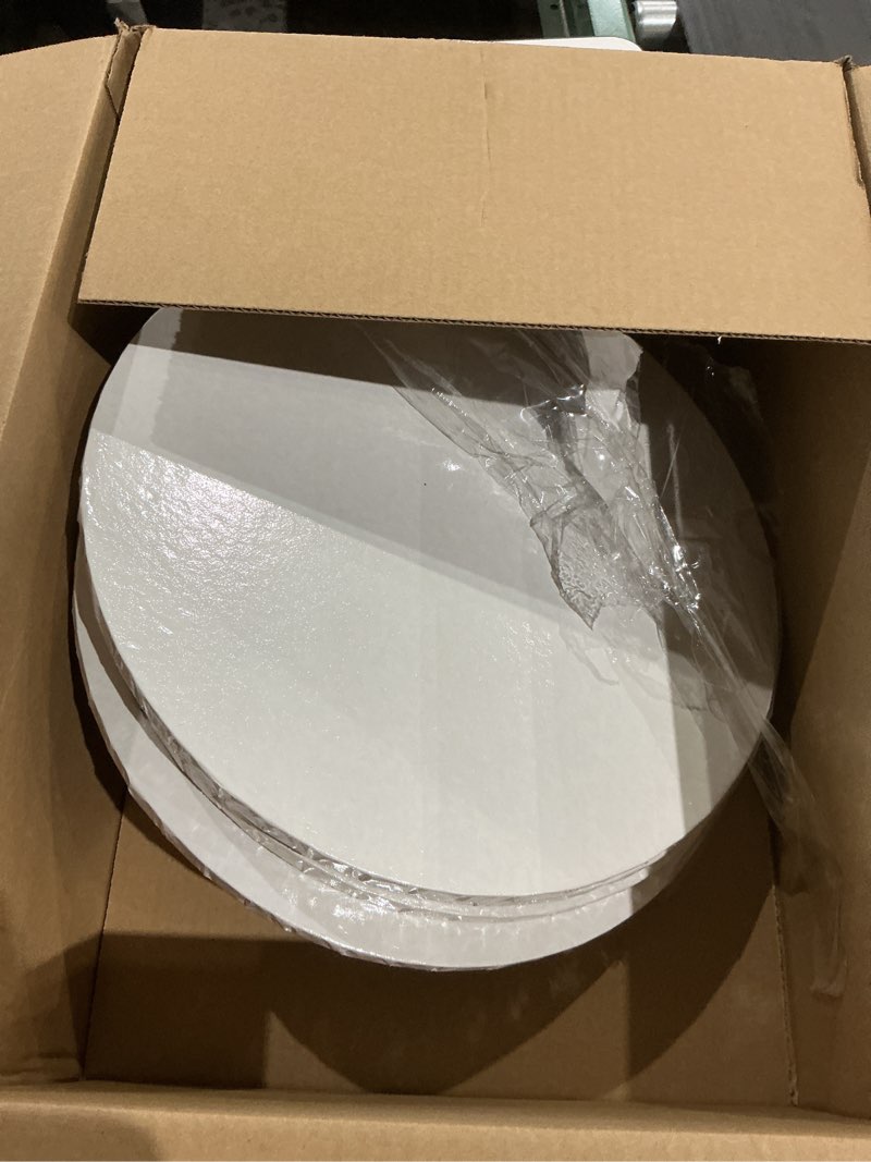 Condition photo showing As Is for 14 inch round cake drums - 4 pack 14inch cake boards, 1/2 inch sturdy cake base board with corrugated edges for birthday wedding party baking display