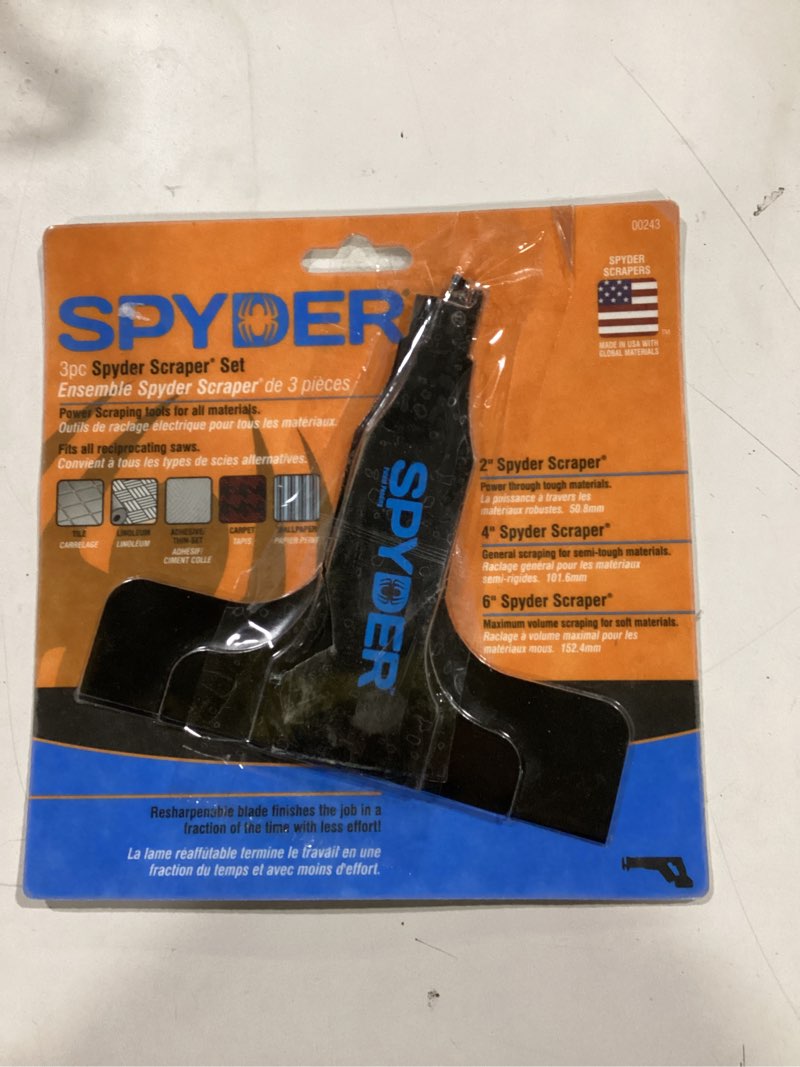Condition photo showing As Is for Spyder 3 -Pack Reciprocating Saw Scraper attachment