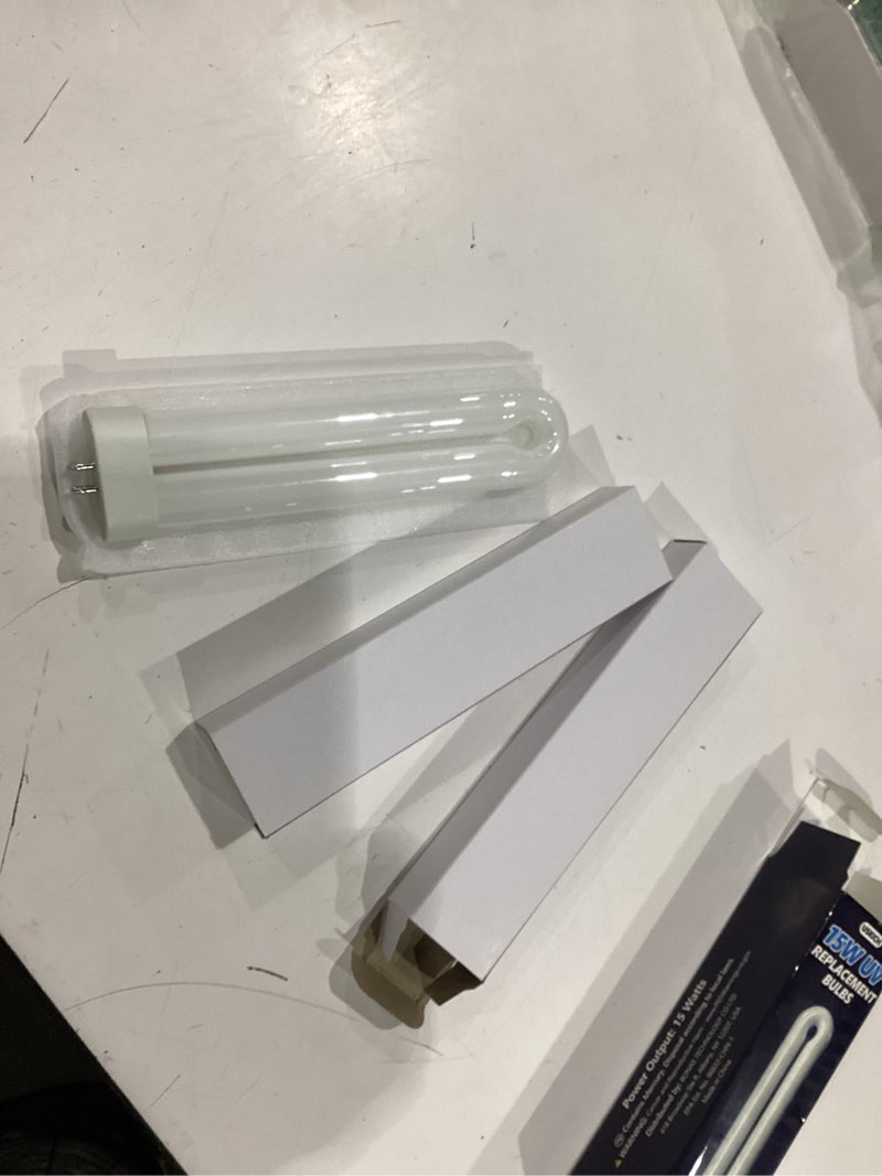 Condition photo showing New/Like New for bug zapper light bulb replacement for 15w bug zapper with 4-pin base, ful 15w-bl u shaped twin tube bulb for outdoor mosquito zapper, 2 pack 2p