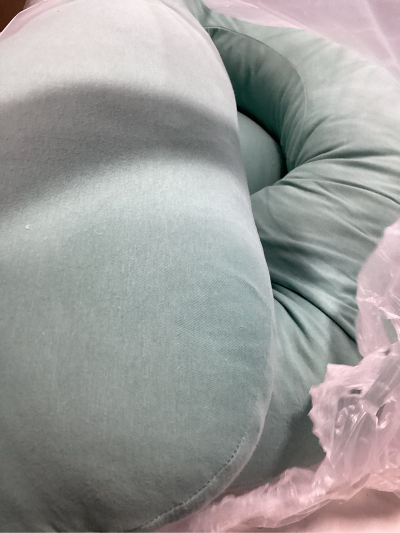 Condition photo showing Good Condition for Momcozy U Shaped Pregnancy Pillows with Cotton Removable Cover, 57 Inch Full Body Pillow Maternity Support, Must Have for Pregnant Women, Tiffany Blue