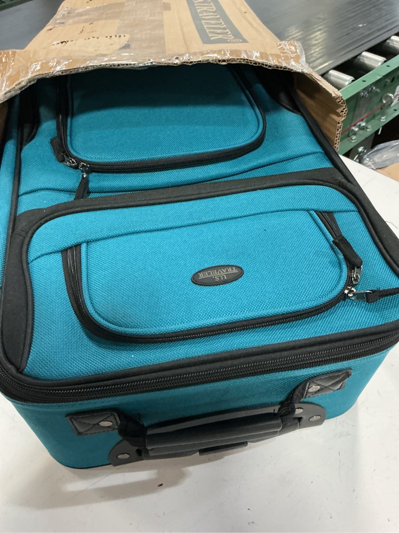 Condition photo showing Good Condition for u.s. traveler rio lightweight softside rolling carry-on suitcase, 2-wheel set, teal teal 21"/14"