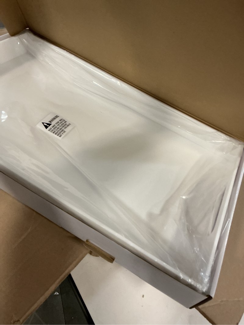 Condition photo showing New/Like New for glossy white sturdy acrylic serving tray with handles-12x20 inch-serving coffee appetizer breakfast-kitchen countertop makeup drawer organizer-vanity table ottoman decorative tray 20" x 12" x 2" glossy white