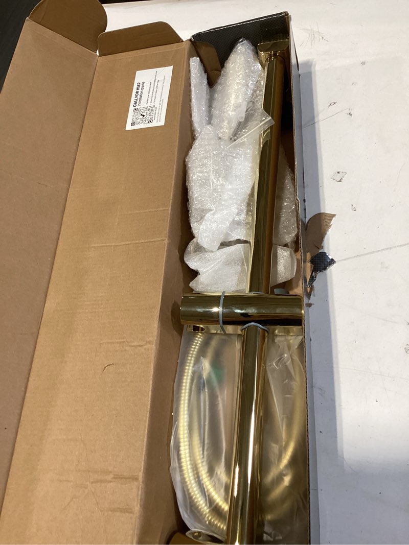 Condition photo showing New/Like New for moen eco performance single function handheld showerhead, 24 inch slide bar, brushed gold finish, 3868epbg