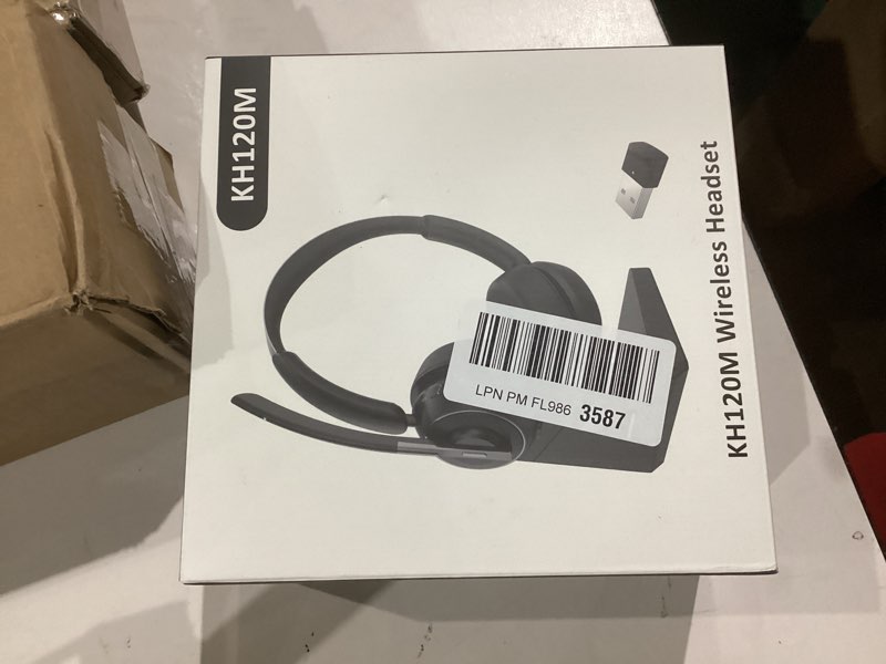 Condition photo showing New/Like New for (2025 Upgraded) Wireless Headset with Mic for Work, Bluetooth Headset with Noise Canceling Microphone with Dongle, Charging Base & Mic Mute, Wireless Headphones for Work from Home/PC/Computer Black Binaural