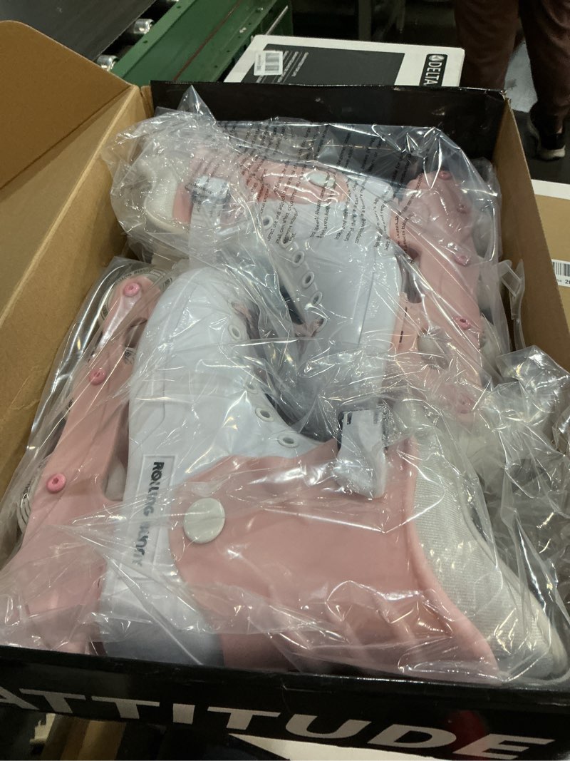 Condition photo showing New/Like New for Inline Skates for Women Girls - Adult Inline Skates for Outdoor and Indoor, with Durable Outer Shell and Ankle Support, ABEC-7 Bearings, Solid and Comfortable Pink / White US Women 7