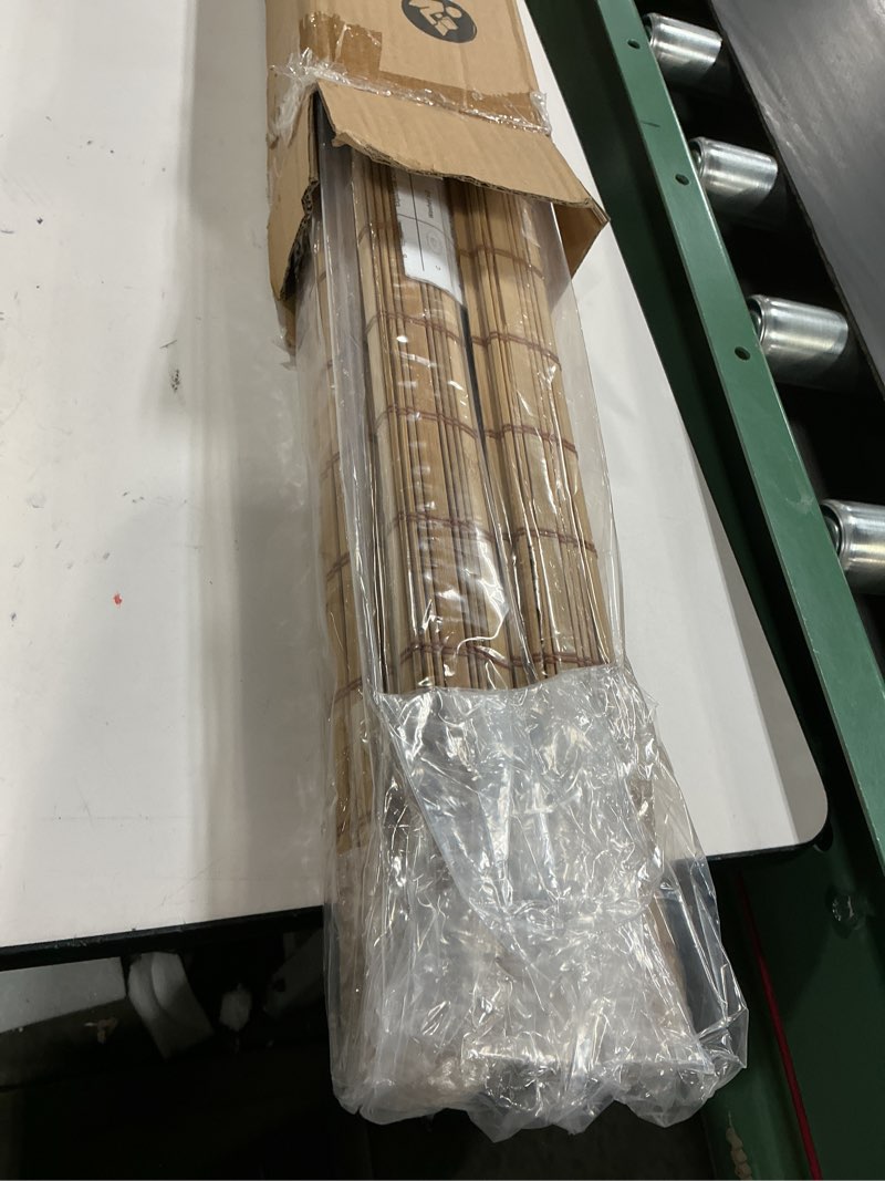 Condition photo showing Good Condition for Kokorona Cordless Sheer Bamboo Roman Shades with Valance, Light Filtering Woven Bamboo Blinds for Windows, Natural Window Blinds Roll Up Shades for Home & Patio, 32" W x 64" H, Light Russet 32"W x 64"H